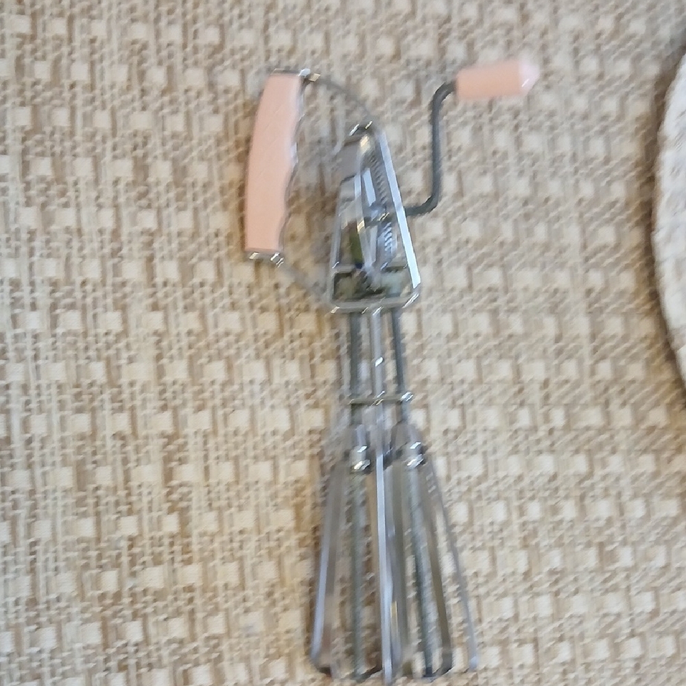 Stainless Steel Hand Mixer with Pink Handle